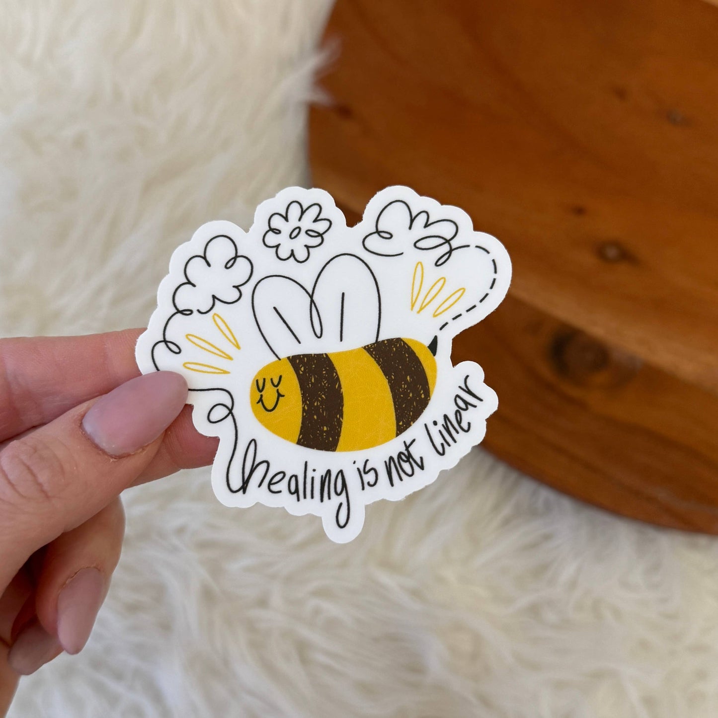 "Healing is not linear" bee sticker