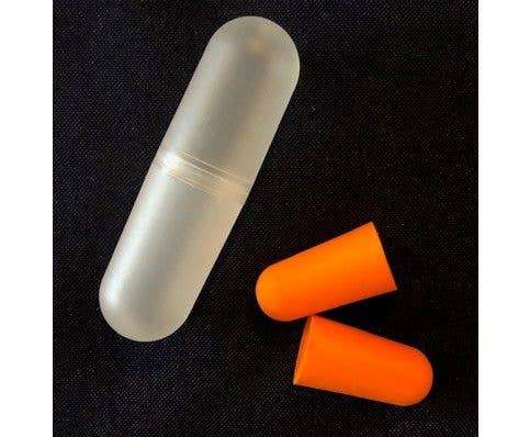 Pair of Earplugs with Hard Plastic Snap Case