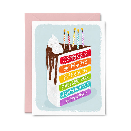 Making it Through Another Year | Funny Birthday Cake Card